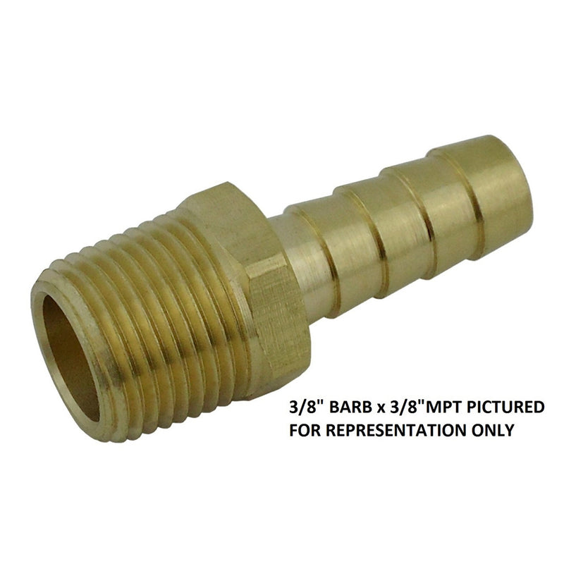 Hose Stem - Heavy-Duty Brass - 1/2" Hose Barb X 1/2"Male Pipe Thread (MPT)