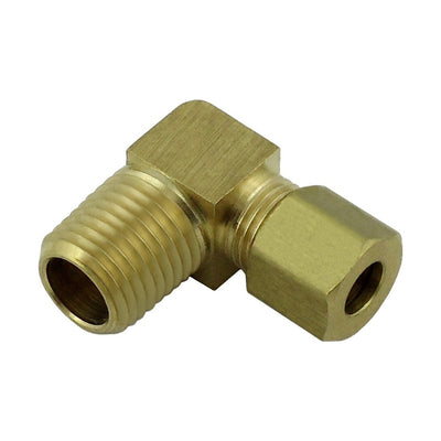 Compression 90° Elbow - Heavy-Duty Brass - 1/4" Compression X 1/4"Male Pipe Thread (MPT)