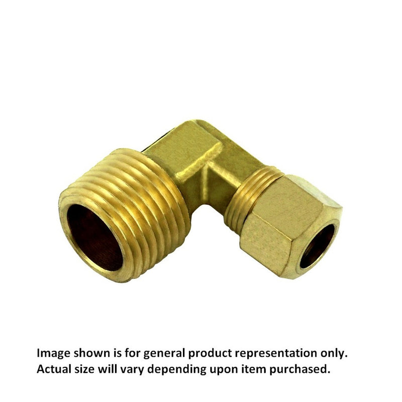 Compression 90° Elbow - Heavy-Duty Brass - 3/8" Compression X 1/2"Male Pipe Thread (MPT)