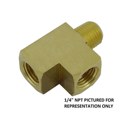 Street-Tee - Heavy-Duty Brass - 3/8"Female Pipe Thread (FPT) X 3/8"Male Pipe Thread (MPT) X 3/8"Female Pipe Thread (FPT)