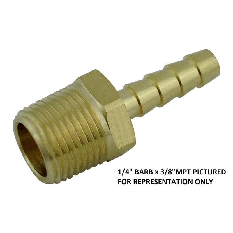 Hose Stem - Heavy-Duty Brass - 5/16"B X 3/8"Male Pipe Thread (MPT)