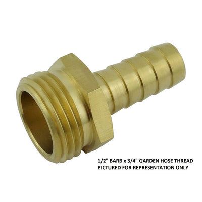Hose Stem - Heavy-Duty Brass - 5/8" Hose Barb X 3/4"Mgh