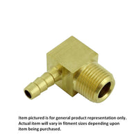 90° Elbow - Heavy-Duty Brass - 1/4" Hose Barb X 3/8"Male Pipe Thread (MPT)