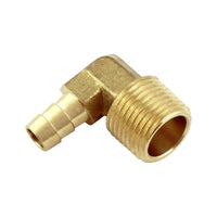 90° Elbow - Heavy-Duty Brass - 3/8" Hose Barb X 1/2"Male Pipe Thread (MPT)