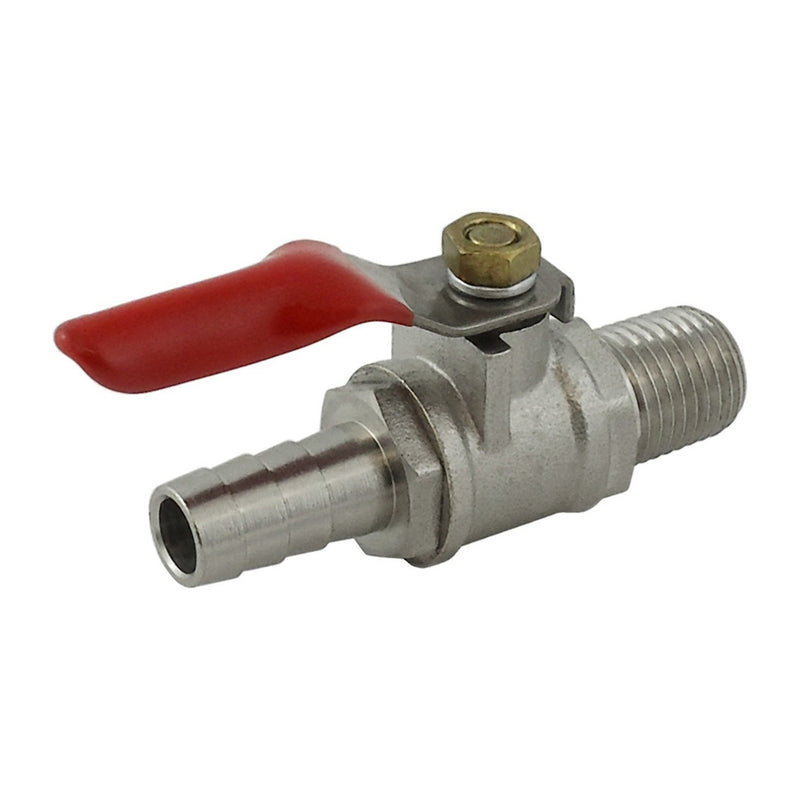 Ball Valve - Heavy-Duty Brass - 1/4"Male Pipe Thread (MPT) X 3/8" Hose Barb-No Chk