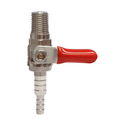 Ball Valve - Heavy-Duty Brass - 1/4"Male Pipe Thread (MPT) > 1/4" Hose Barb & 3/8" Hose Barb-W/Chk