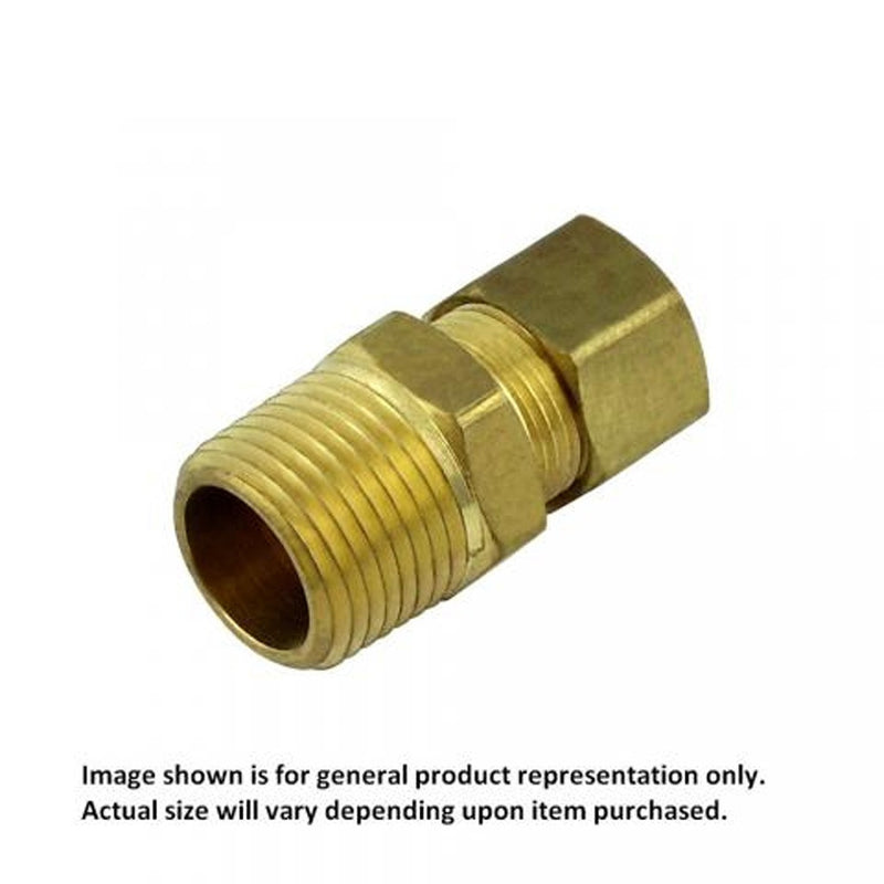Compression Connector - Heavy-Duty Brass - 1/2" Compression X 3/8"Male Pipe Thread (MPT)