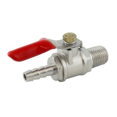 1/4" Male NPT to 1/4" Barb Ball Valve - Integrated Check Valve