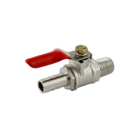 Brass Gas Shutoff Ball Valve - 1/4" MPT x 3/8" Barb with Check Valve