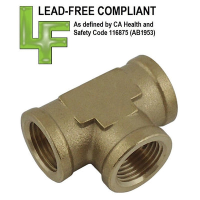 Tee - Lead-Free Brass - 1/4"Female Pipe Thread (FPT)-All