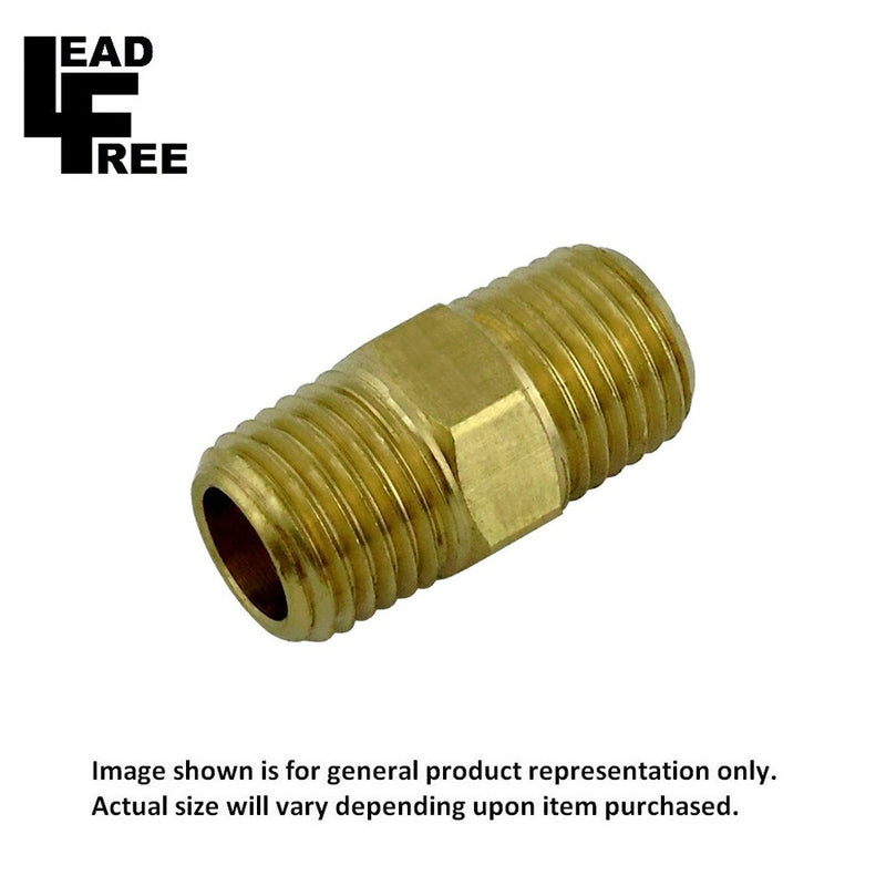 Hex Nipple - Lead-Free Brass - 3/8"Male Pipe Thread (MPT) X 3/8"Male Pipe Thread (MPT)