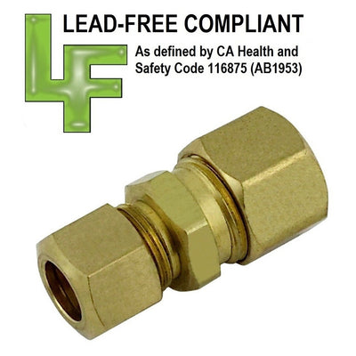 Comp Union - Lead-Free Brass - 3/8" Compression X 1/4" Compression