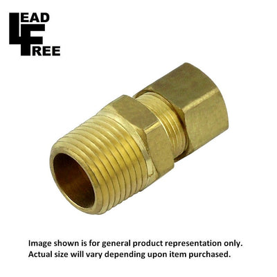 Comp Adapter - Lead-Free Brass - 1/4" Compression X 1/4"Male Pipe Thread (MPT)