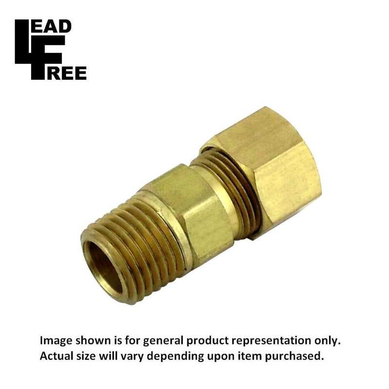 Comp Adapter - Lead-Free Brass - 3/8" Compression X 1/4"Male Pipe Thread (MPT)