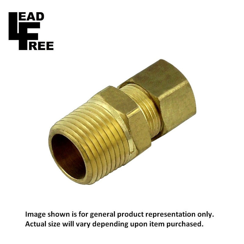 Comp Adapter - Lead-Free Brass - 3/8" Compression X 3/8"Male Pipe Thread (MPT)
