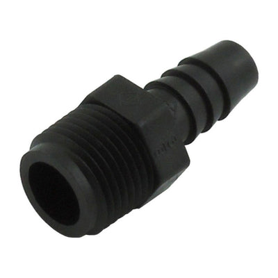 Hose Stem - Industrial Plastic - 3/8"Male Pipe Thread (MPT) X 3/8" Hose Barb