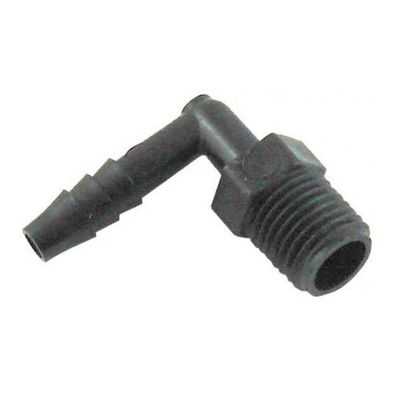 90° Elbow - Industrial Plastic - 3/4"Male Pipe Thread (MPT) X 1/2" Hose Barb