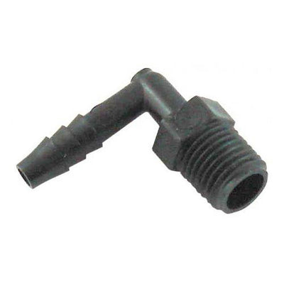 90° Elbow - Industrial Plastic - 3/4"Male Pipe Thread (MPT) X 1/2" Hose Barb