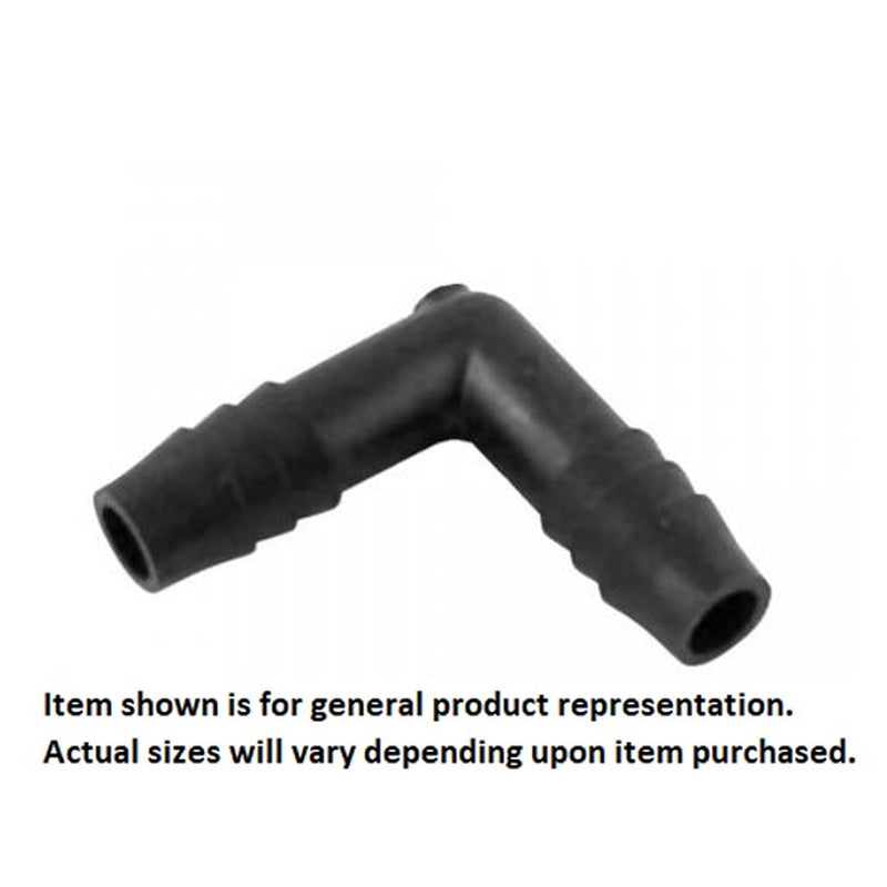 90° Elbow - Industrial Plastic - 1/4" Hose Barb X 3/8" Hose Barb