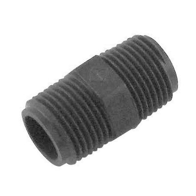 Hex Nipple - Industrial Plastic - 3/8"Male Pipe Thread (MPT) X 3/8"Male Pipe Thread (MPT)