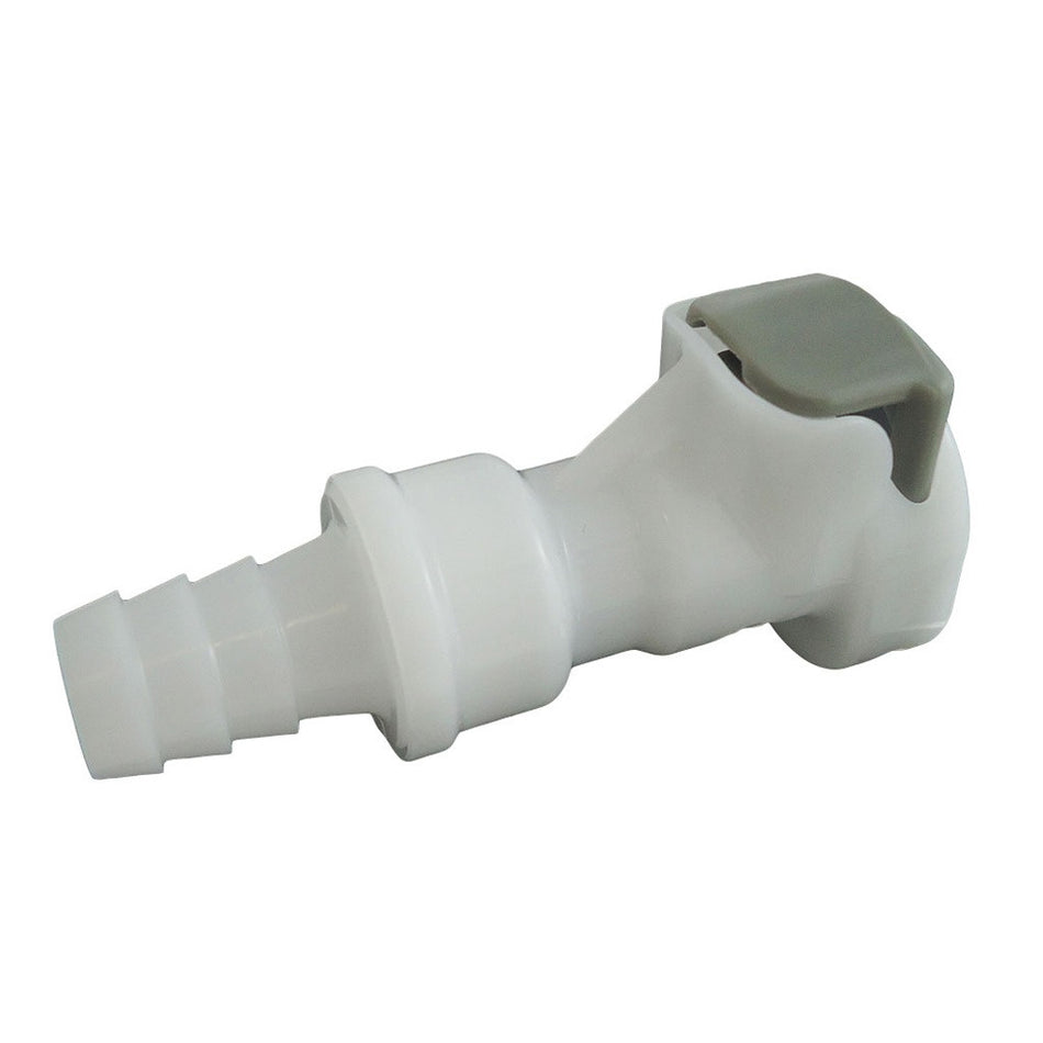 Female Quick Disc - Industrial Plastic - 3/8" Hose Barb-W/Shutoff