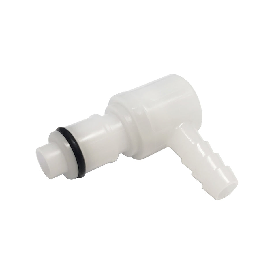 Male Quick Disc - Industrial Plastic - 90°-1/4" Hose Barb-W/Shutoff