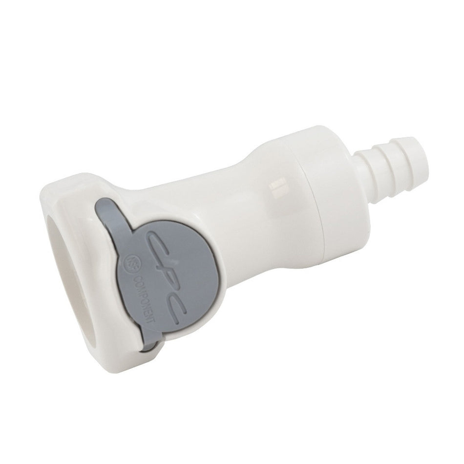 Female Quick Disc - Industrial Plastic - 3/8" Hose Barb-W/Shutoff