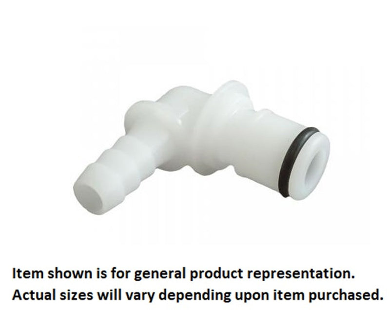 Male Quick Disc - Industrial Plastic - 90°-1/4" Hose Barb-No Shutoff
