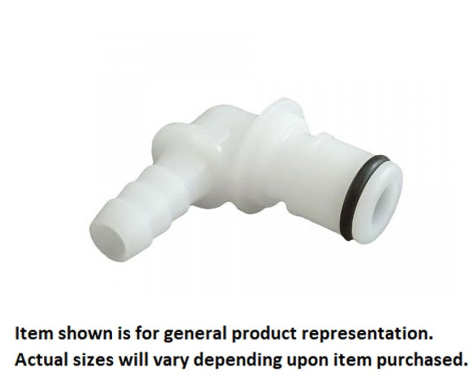 Male Quick Disc - Industrial Plastic - 90°-1/4" Hose Barb-No Shutoff