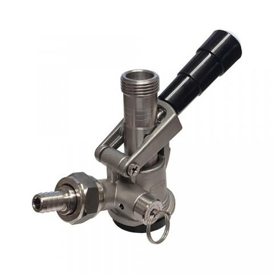American Sanke Keg Coupler - All 304 Stainless Steel with Black Handle by Abeco | Commercial-Grade D-System Beer Tap Coupler