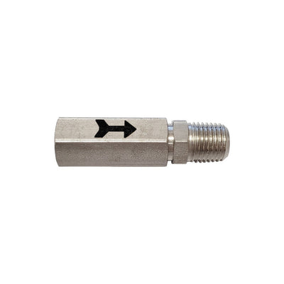 304 Stainless Steel Inline Gas Check Valve – 1/4" FPT x 1/4" MPT – Ball & Spring One-Way Backflow Preventer