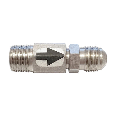 303 Stainless Steel Inline Gas Check Valve - 3/8 MPT to 3/8 MFL One-Way Ball Spring Backflow