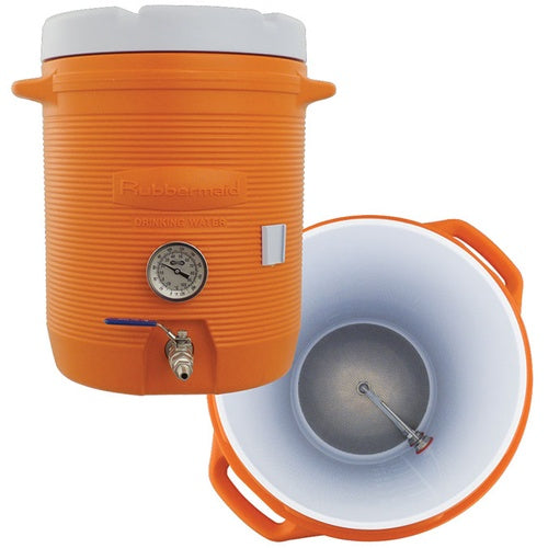 10 Gallon Mash Tun Cooler w/ Thermometer for All Grain Brewing