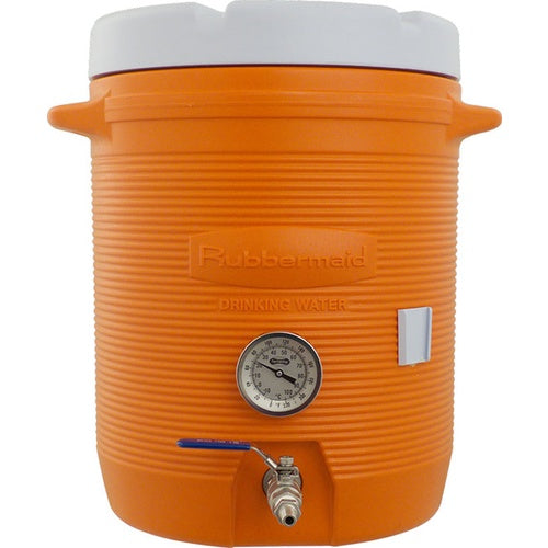 10 Gallon Mash Tun Cooler w/ Thermometer for All Grain Brewing