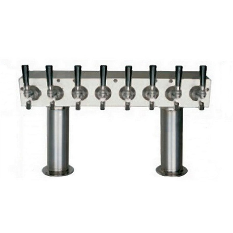 8-Faucet Stainless Steel Pass-Through Tower: Air-Cooled with Chrome Finish