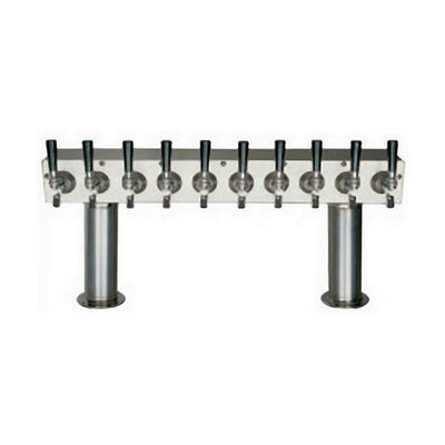 10-faucet Glycol Passthru Tower - 3-inch Diameter, Stainless Steel with Chrome faucets