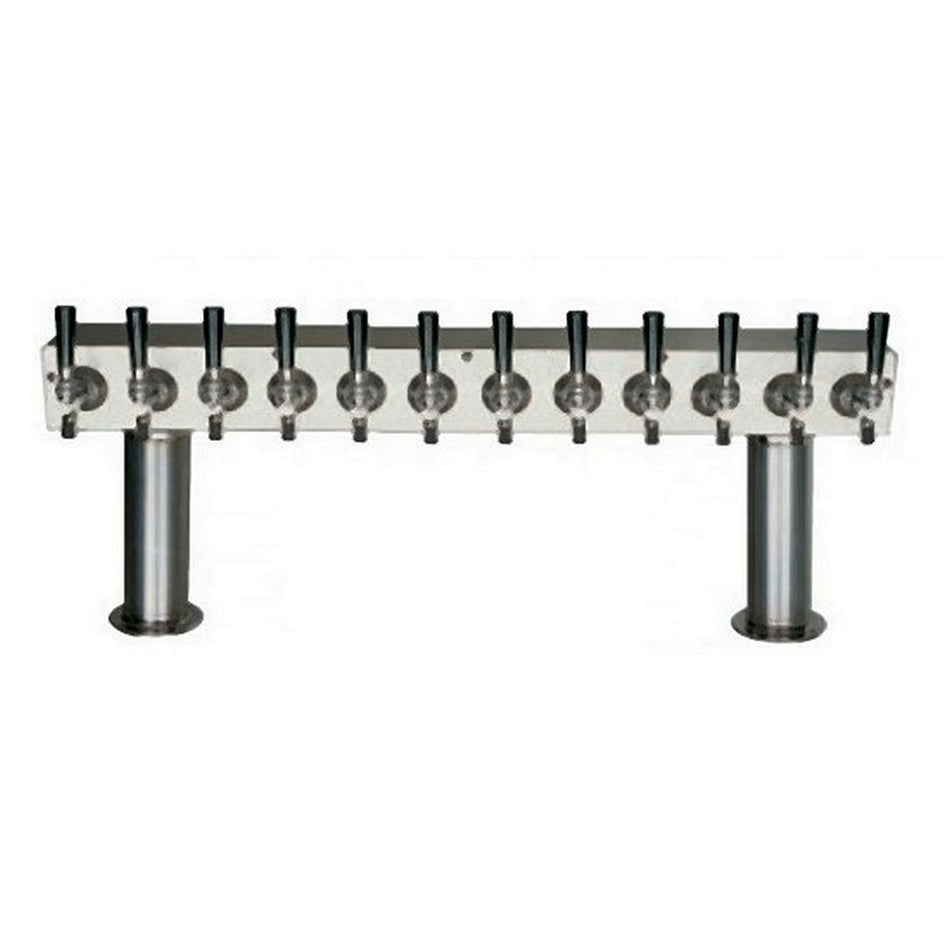 12-faucet Passthru Tower - 3-inch Diameter, Glycol-Cooled, Stainless Steel with Chrome faucets