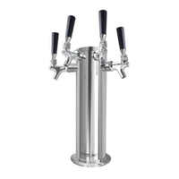 4-Faucet Draft Beer Tower - 4" Polished Stainless Steel Column