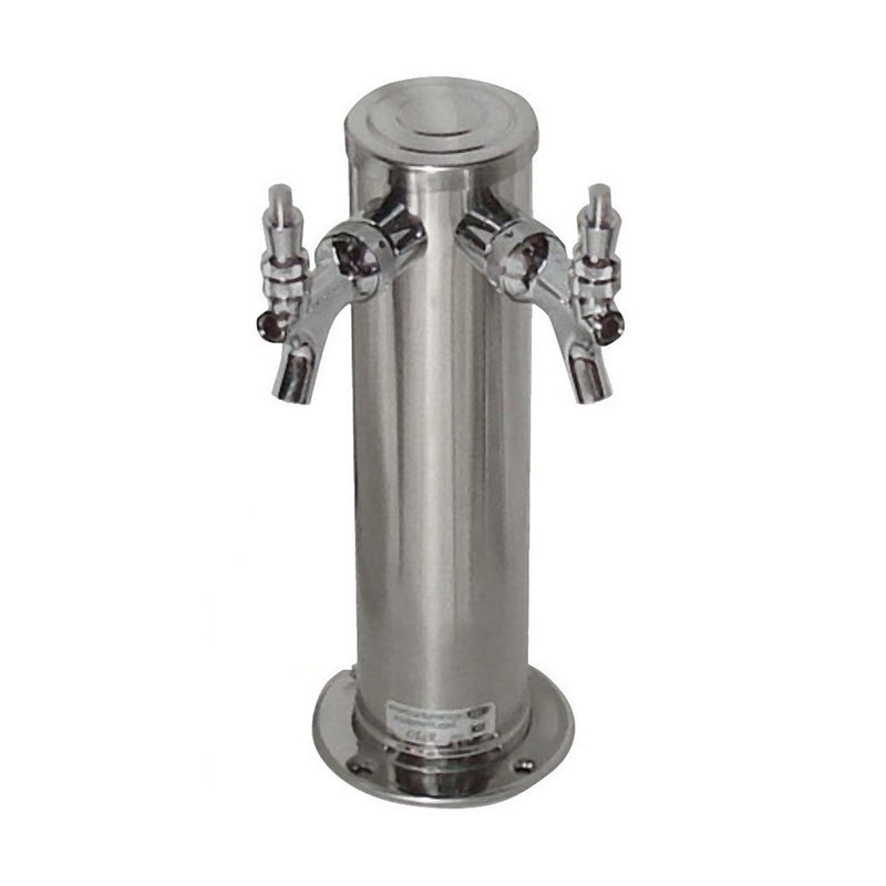 2 Faucet 3" Diameter NSF Rated Air Cooled Polished Stainless Steel Tap Tower w/ Stainless Faucet for Wine, Liquor, Coffee
