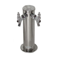 2 Faucet 3" Diameter NSF Rated Air Cooled Polished Stainless Steel Tap Tower w/ Stainless Faucet for Wine, Liquor, Coffee