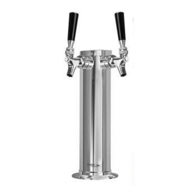 2-Faucet Draft Beer Tower - 3" Polished Stainless Steel Air-Cooled Column