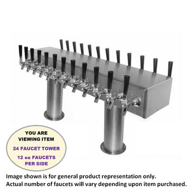 Dual-Sided Passthru Tower - 4-inch Diameter, 24-faucet, Glycol-Cooled, Stainless Steel with Chrome faucets