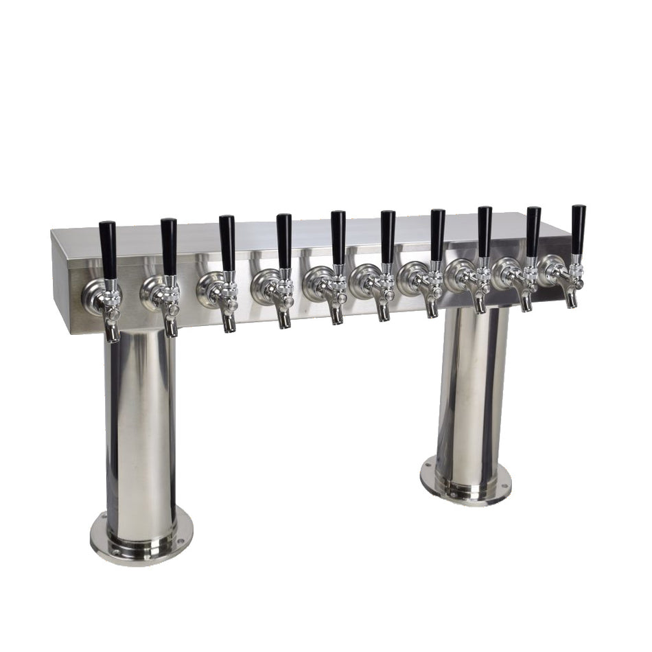 10-faucet Passthru Tower - 3-inch Diameter, Glycol-Cooled, Chrome Stainless Steel