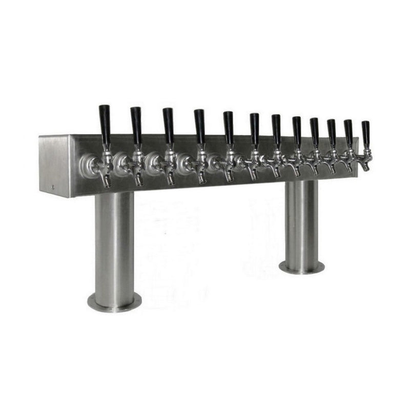 12-faucet Glycol Passthru Tower - 3-inch Diameter, Stainless Steel with Chrome faucets