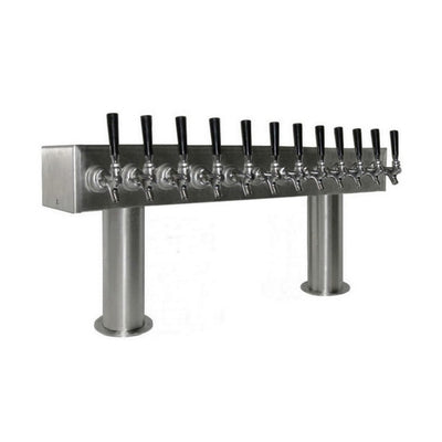 12-faucet Glycol Passthru Tower - 3-inch Diameter, Stainless Steel with Chrome faucets