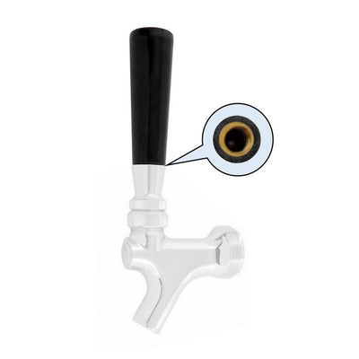 Oblong Black Beer Faucet Knob with Brass Insert - Ergonomic Draft Tap Handle