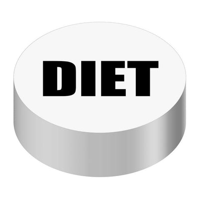 Wunder-Bar & Taprite Round Diet Button Cap - White with Black "DIET" Lettering