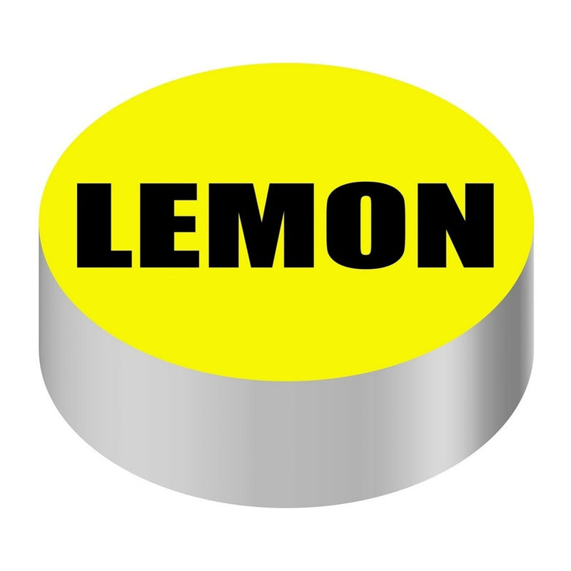 Bargun Button Cap, Round, Lemon, Yellow Cap, Black Letter - PH10-74-103