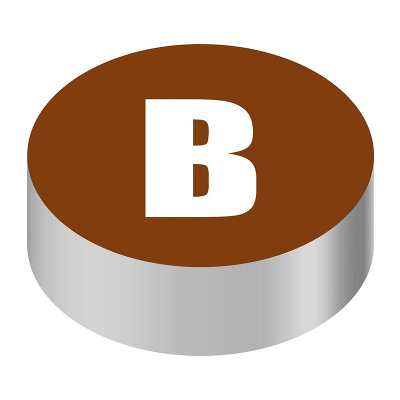 Bargun Button Cap, Round, B, Brown Cap, White Letter - PH10-74-002