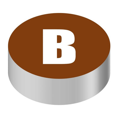 Bargun Button Cap, Round, B, Brown Cap, White Letter - PH10-74-002